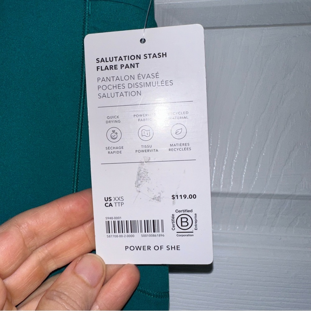 NWT Athleta Salutation Stash Flare Pants XXS Green - Picture 3 of 6